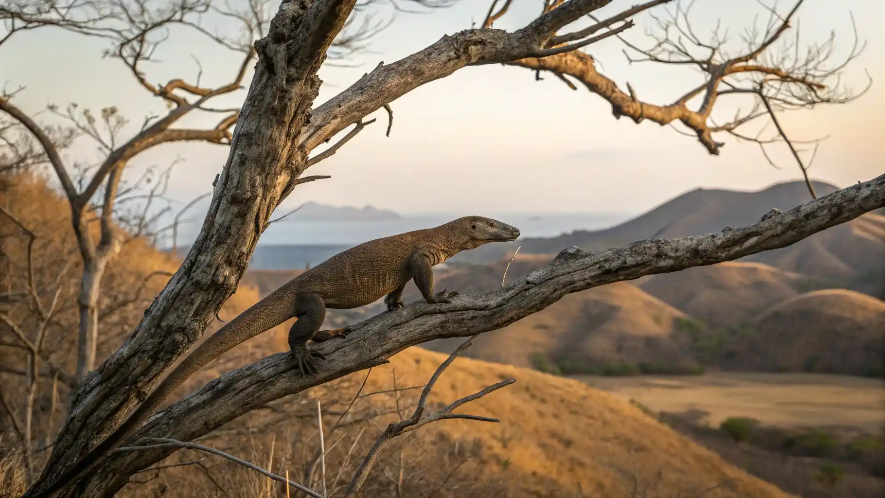 A young Komodo dragon in a tree