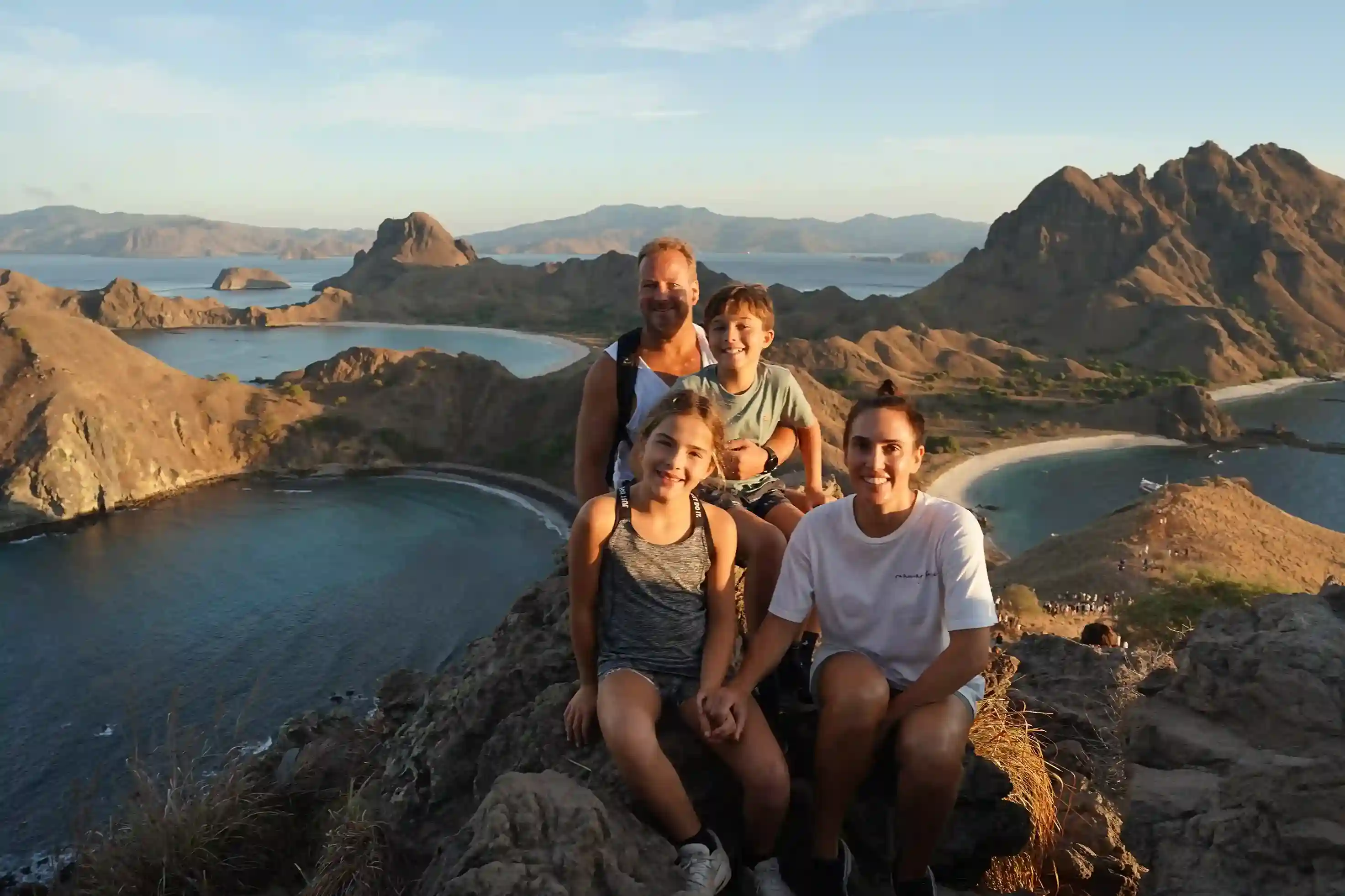 The stepped trail up Padar Island at dawn
